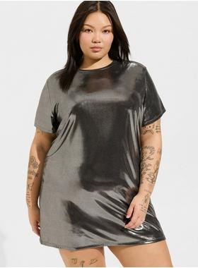 Mini Liquid Shine Relaxed T-Shirt Dress | Torrid (US & Canada)