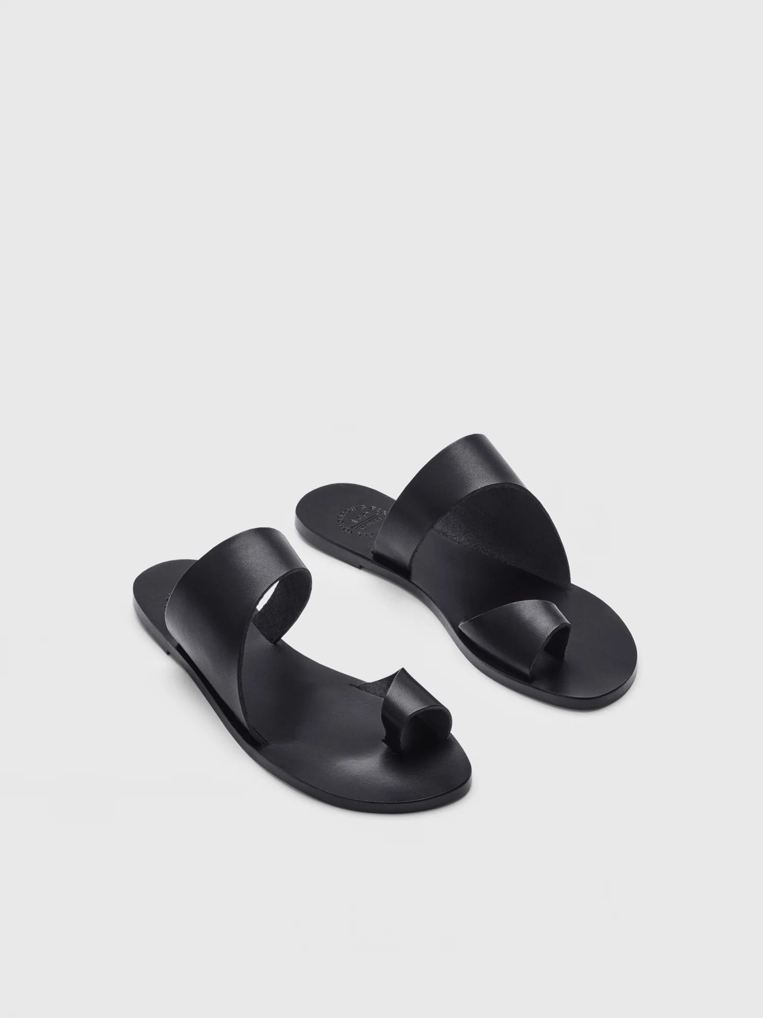 Centola Black Leather Cutout sandals | ATP Atelier