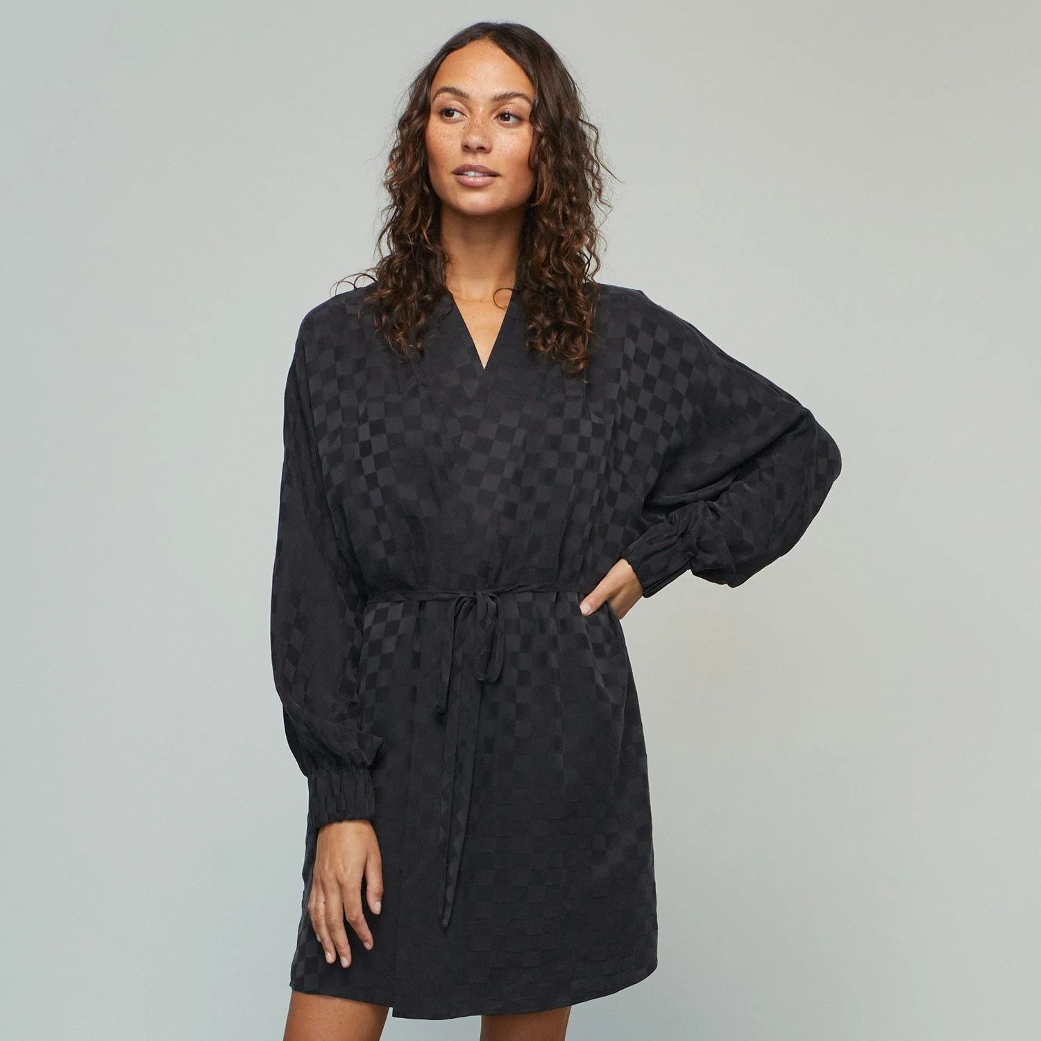 Washable Silk Checkered Jacquard Robe - Lunya | Lunya