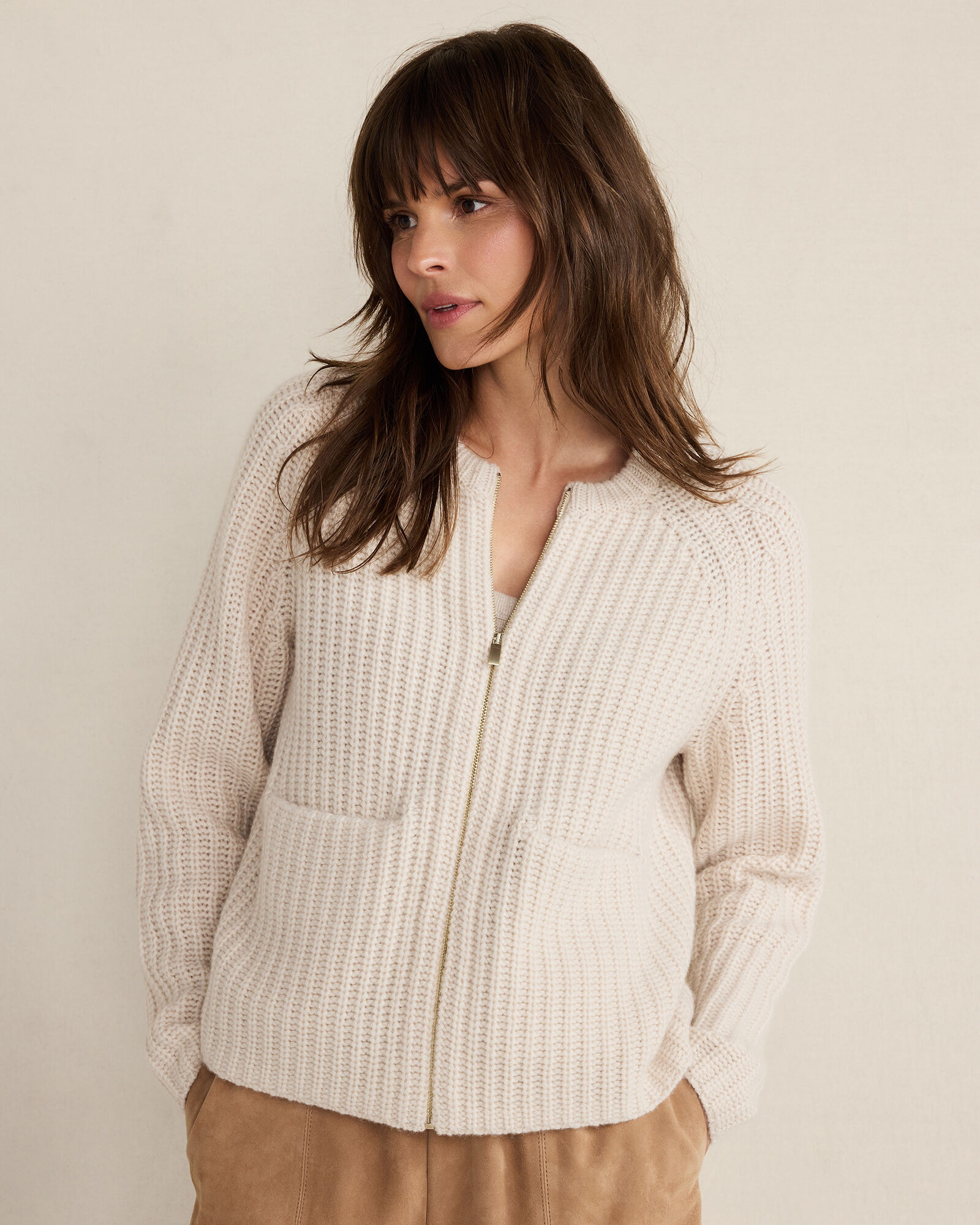 Cashmere Zip Front Bomber Jacket | Haven Well Within