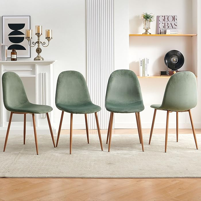 Velvet Dining Chairs Set of 4 - Modern Seating with Metal Legs for Living, Bedroom, Dining Room -... | Amazon (US)