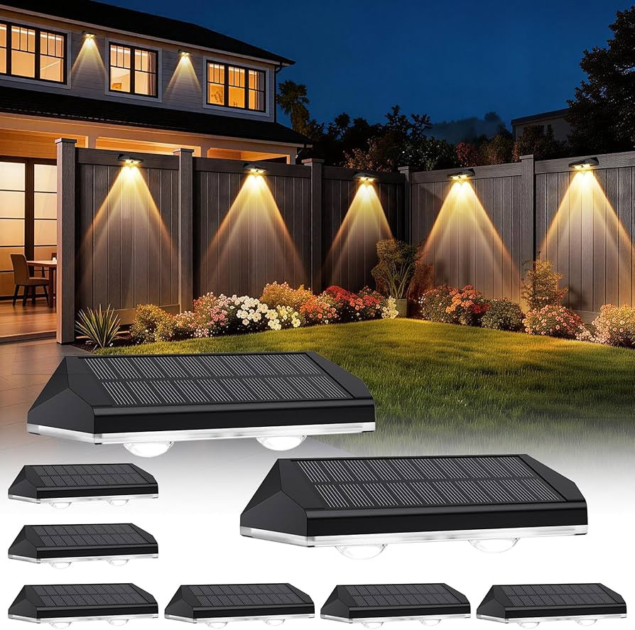 Solar Fence Lights Outdoor, 3 Modes Warm/Neutral/Cool White Fence Lights Solar Powered for Outsid... | Amazon (US)