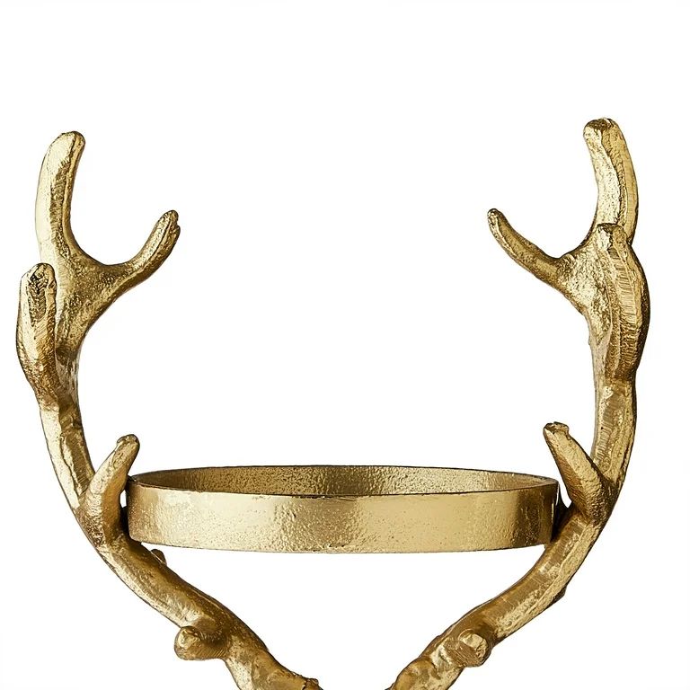 Aluminum Casted Stag Pillar Candle Holder, Gold Finish, 11 inch, by My Texas House - Walmart.com | Walmart (US)