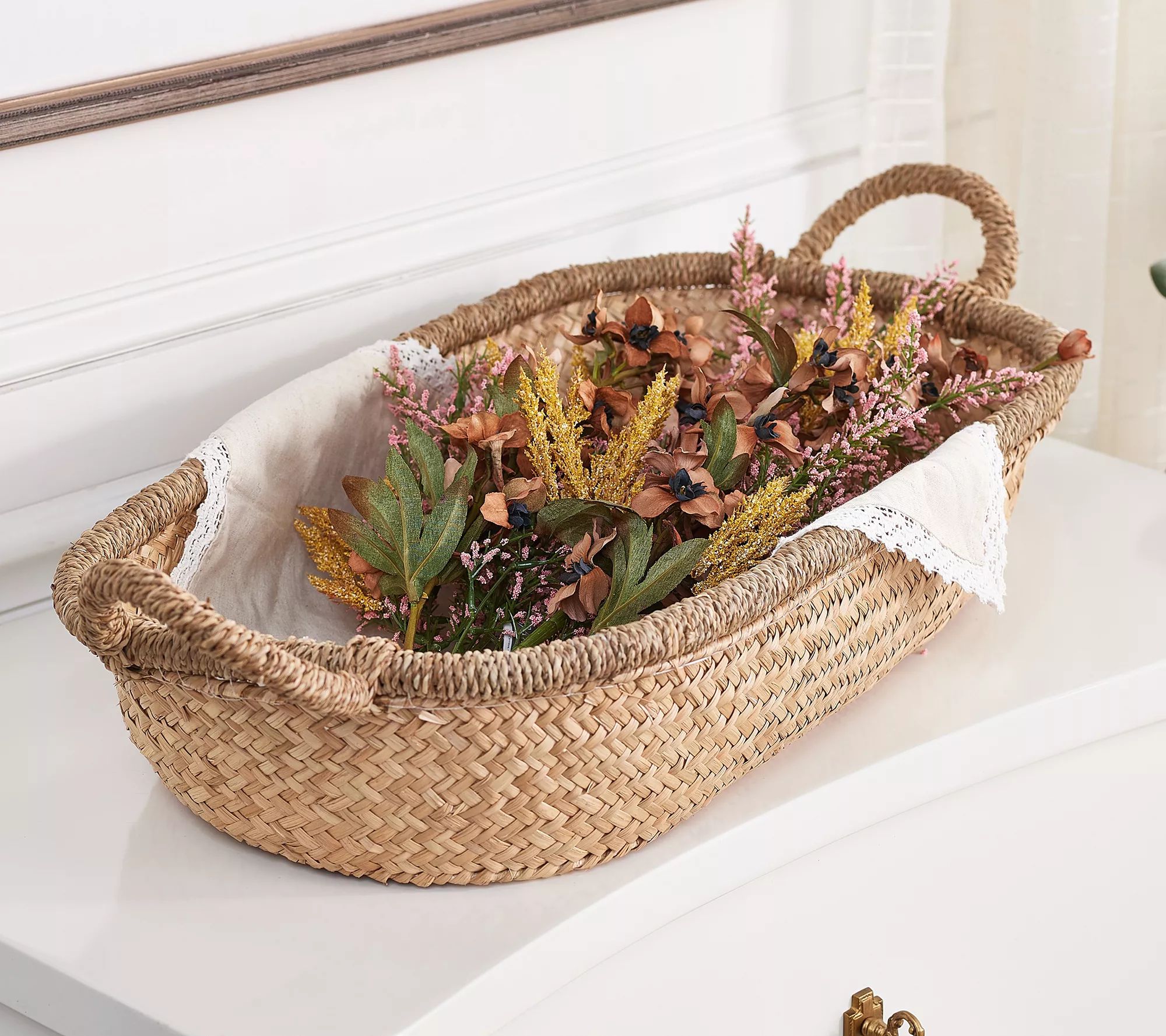 27" Woven Seagrass Tray by Liz Marie Seagrass Tray - QVC.com | QVC