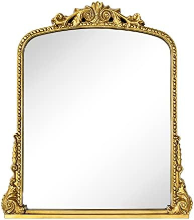 VANA NALA Antiqued Gold Ornate Mirror Arched Mantel Wall Mirror Baroque Inspired Bathroom Vanity ... | Amazon (US)