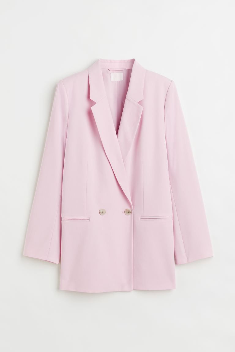 Double-breasted Jacket - Light pink - Ladies | H&M US | H&M (US)