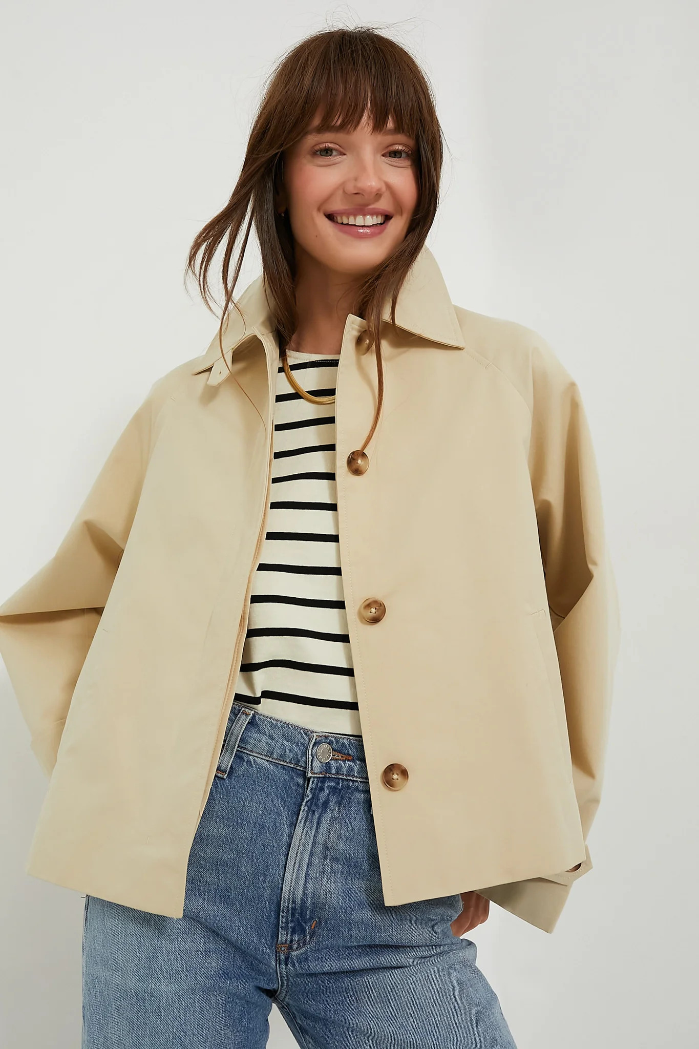 Khaki Drew Short Trench Coat | Shop.app