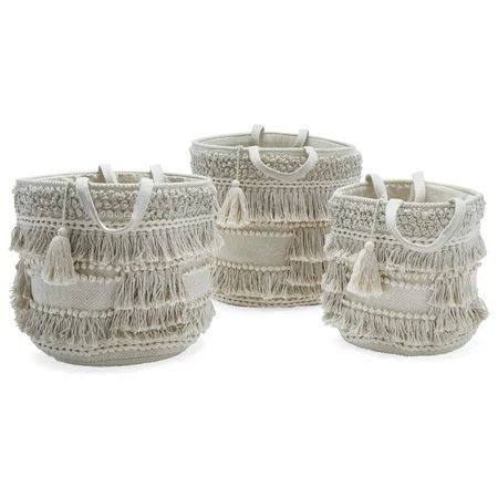 Hand Woven Macrame 3 Piece Basket Set, Natural by Drew Barrymore Flower Home | Walmart (US)