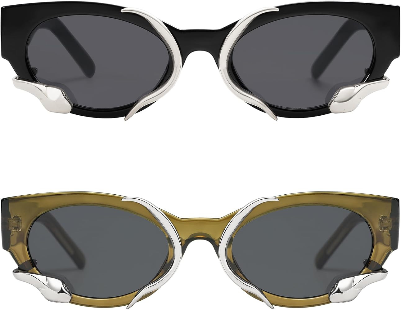 Trendy Sunglasses for Women Men Vintage Narrow Cateye Metal Snake Sunnie Y2k Accessories AP3621 | Amazon (US)