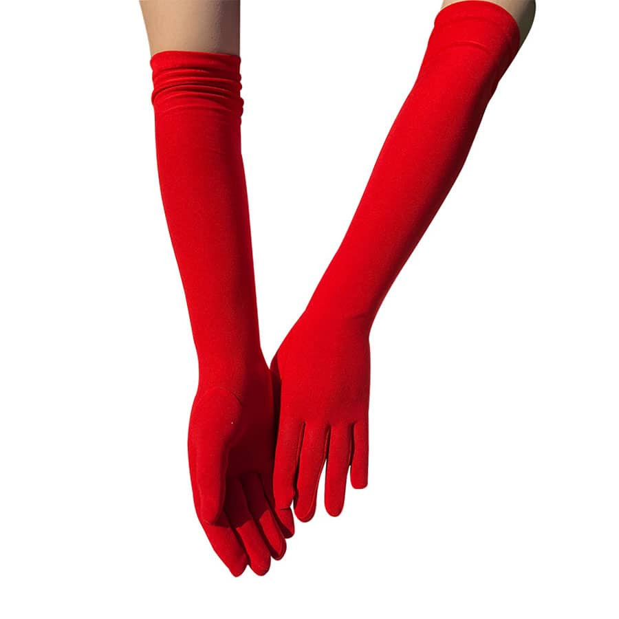 Ladies' Fashionable 45cm Long Milk Silk Satin Evening Party Performance Gloves For Cocktail Dress | SHEIN