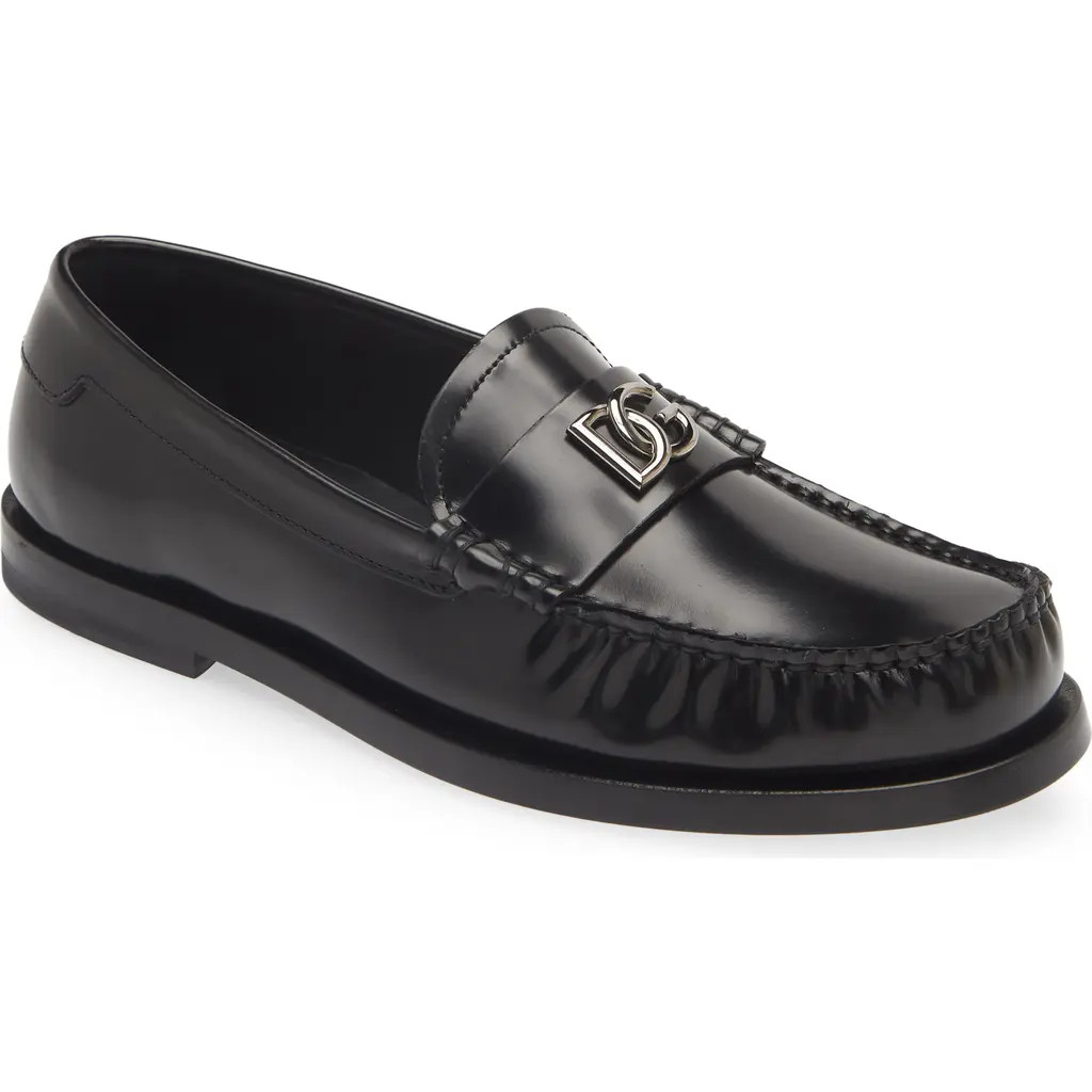 Dolce&Gabbana Logo Moc Toe Loafer in Nero at Nordstrom, Size 7Us | Nordstrom