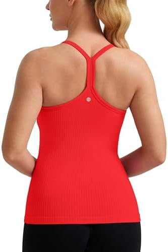 CRZ YOGA Seamless Workout Tank Tops for Women Racerback Athletic Camisole Sports Shirts with Buil... | Amazon (US)