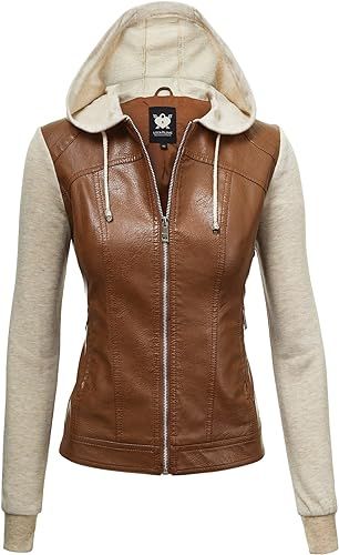 Lock and Love Women's Removable Hooded Faux Leather Moto Biker Jacket (XS~2XL) | Amazon (US)
