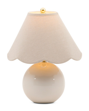 17in Ceramic Orb Table Lamp With Scalloped Shade | Bedroom | Marshalls | Marshalls