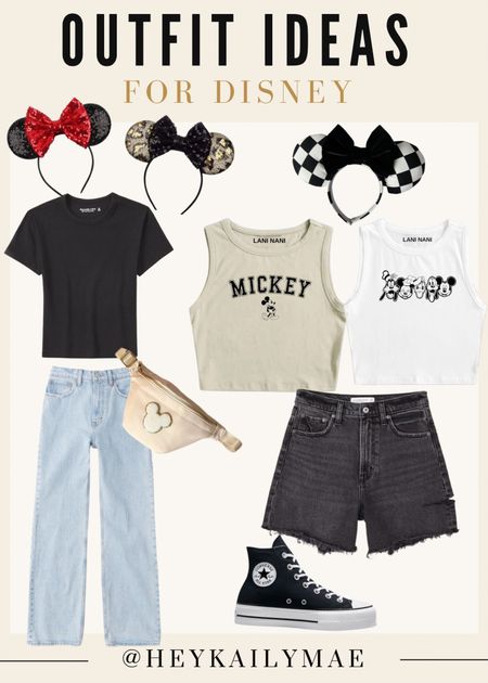 Outfit ideas for Disney! ❤️🖤 | summer Disney outfit idea, outfit inspo, Disney outfit, outfit for Disney, causal Disney outfit, women’s Disney outfit, Disneyland, Disney fit, minnie ears, belt bag. 

#LTKSeasonal #LTKstyletip #LTKtravel