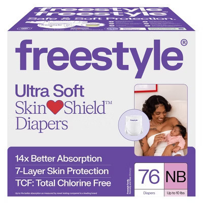 Freestyle Hyper Absorbent Ultra Soft TCF Baby Diapers - Newborn - 76 ct | Target