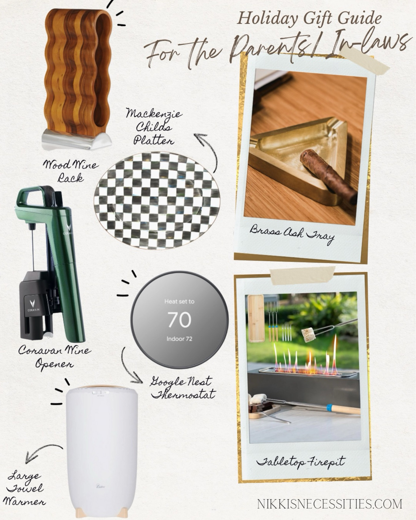 Gifts for in-laws 
Gift guide for parents 
Adult gifts 
Amazon gifts 
Saks fifth Avenue 
Towel warmer
Outdoor fire pit 
Gold ash tray 
McKenzie Childs platter 
Wine holder 
Wine opener 


#LTKGiftGuide #LTKHoliday #LTKCyberWeek