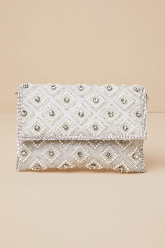 Sparkly Passion Silver Rhinestone Pearl Clutch | Lulus