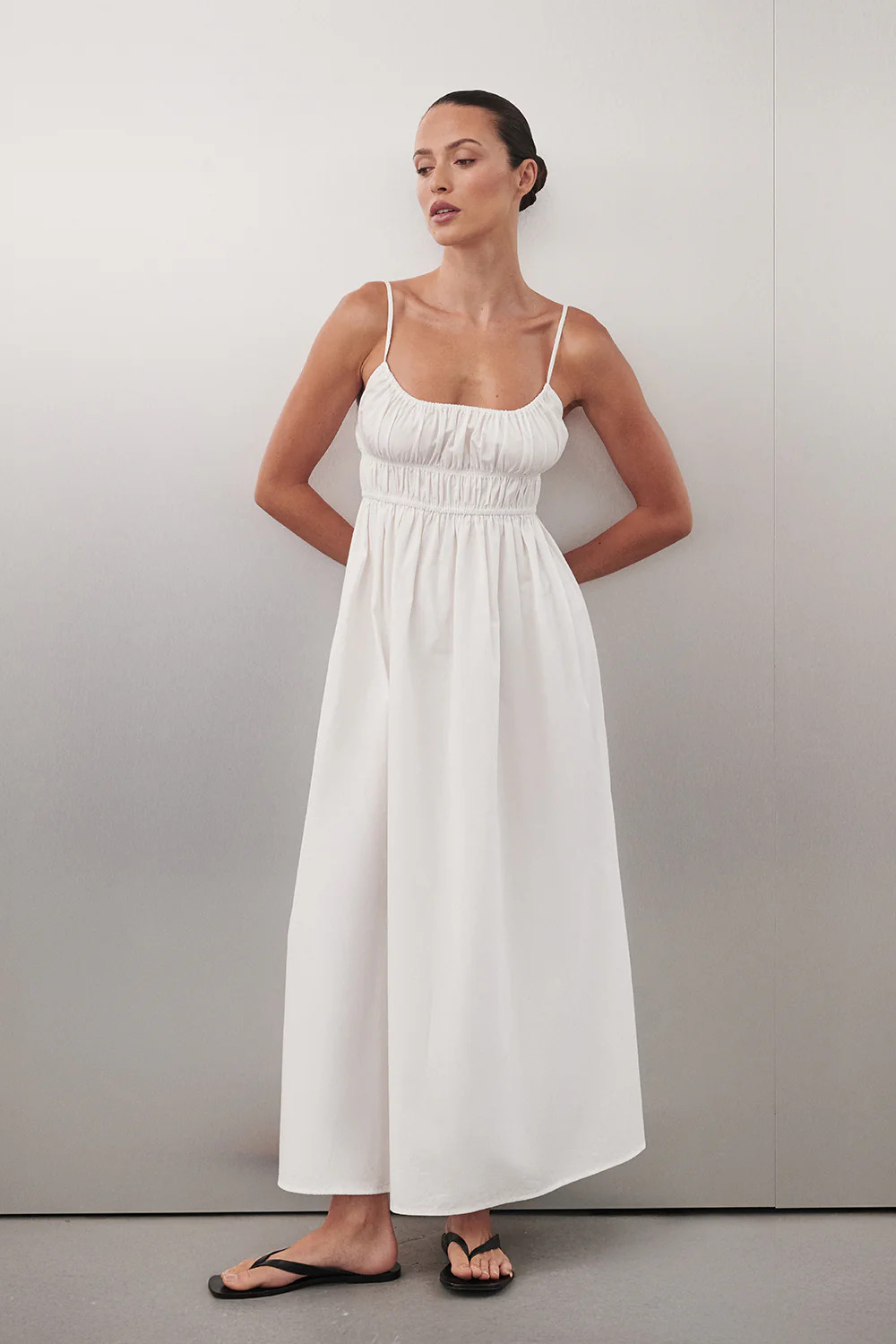 ZAHARA WHITE COTTON MIDI DRESS | DISSH