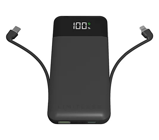 Limitless 10,000mAh Power Bank with Built in Cables - QVC.com | QVC