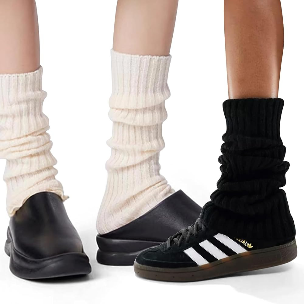 Ribbed Knitted Leg Warmers for Women Girls 80s Retro Winter Short Slouch Knee High Leg Socks For ... | Amazon (US)