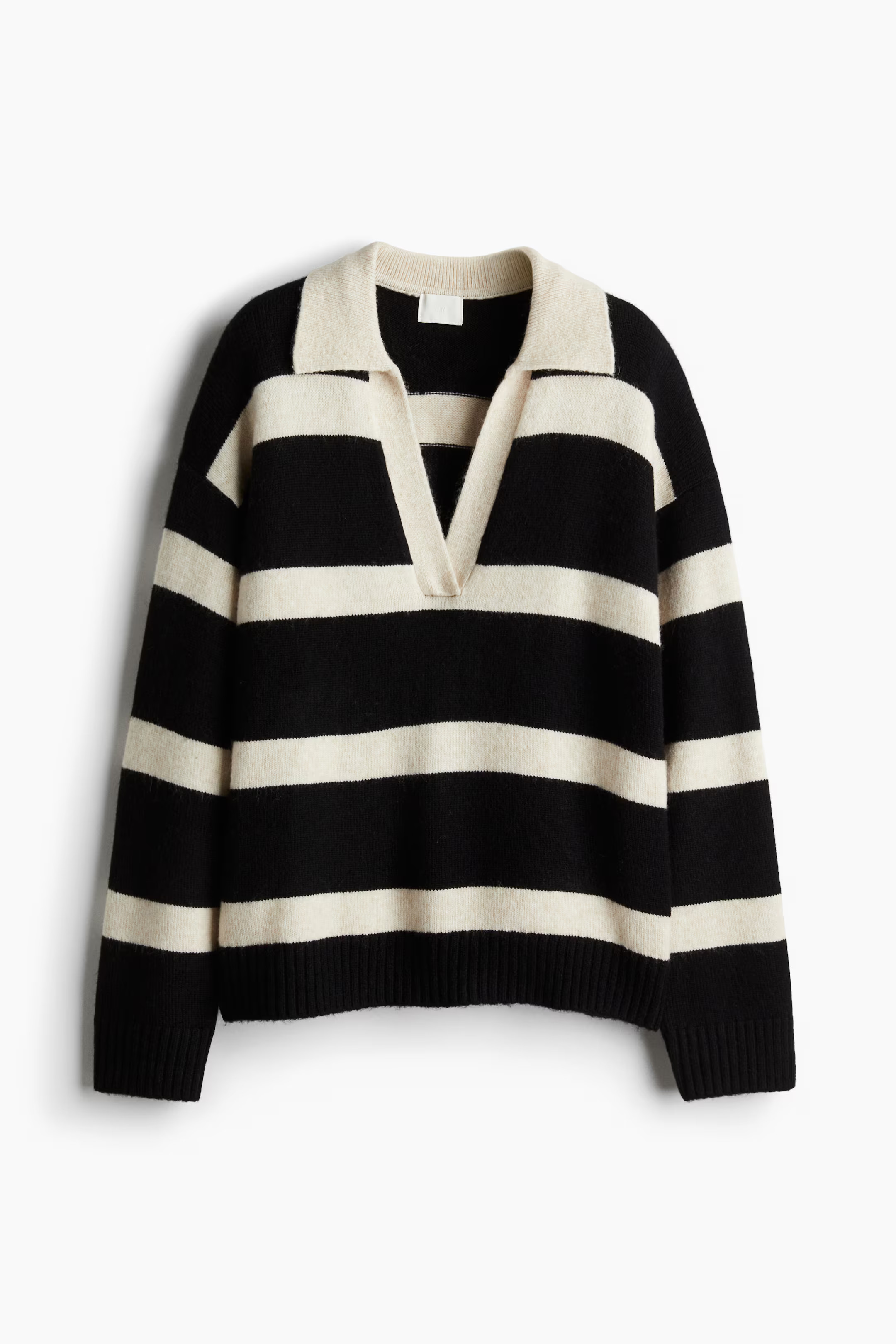 Fine-knit collared jumper - Light beige marl - Ladies | H&M GB | H&M (UK, MY, IN, SG, PH, TW, HK)