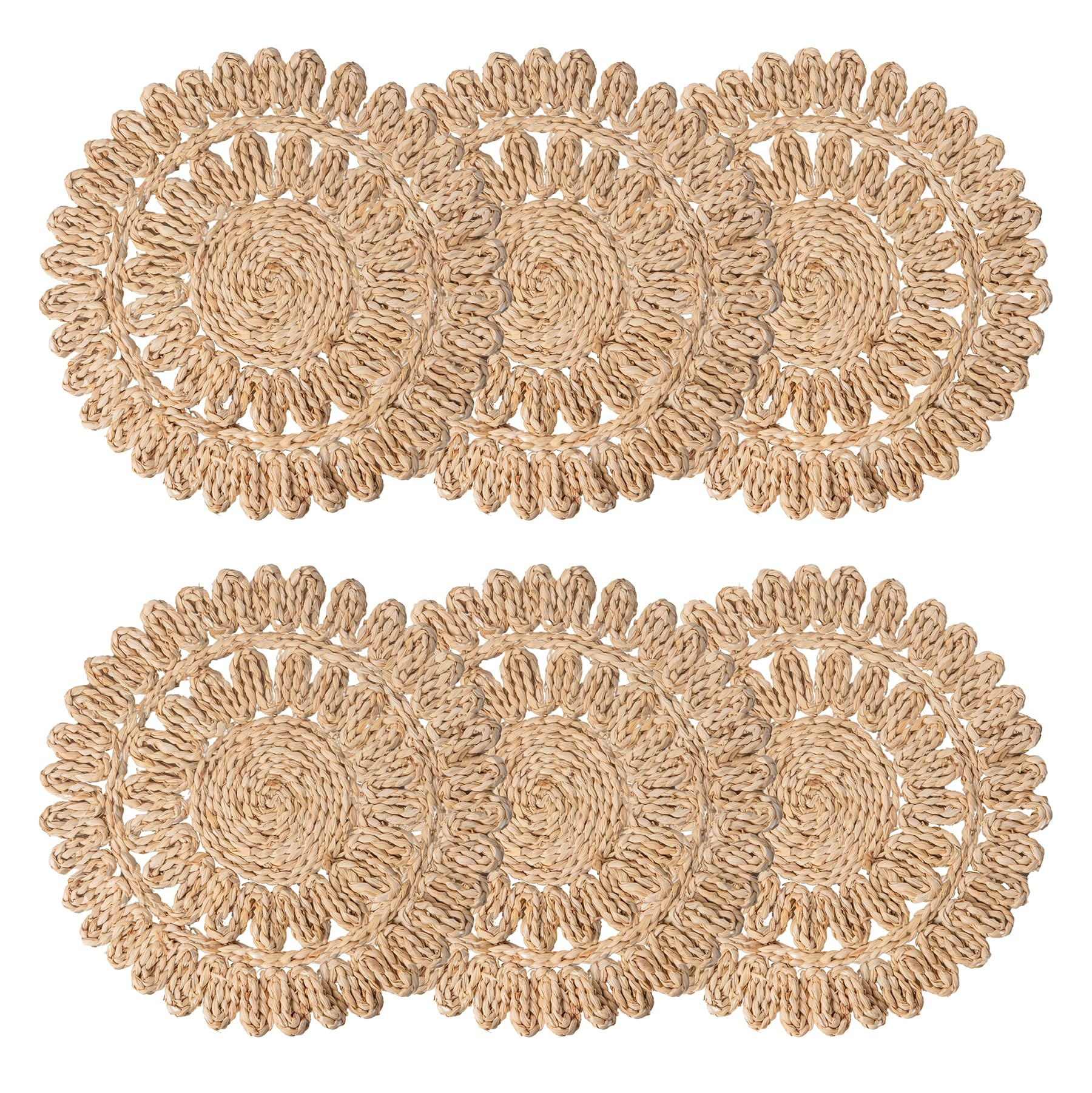 13.8" Round Corn Husk Placemats | Boho Woven Rattan Table Mats | Natural Spring Farmhouse Plate C... | Amazon (US)