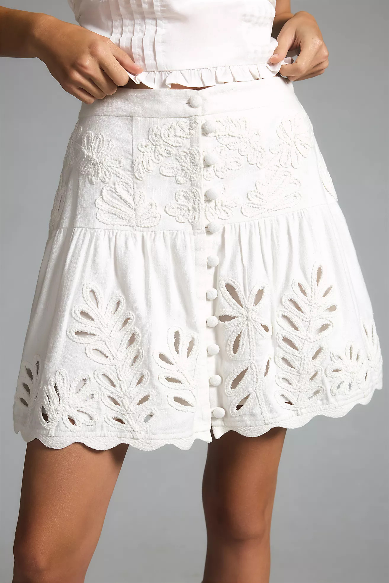 By Anthropologie Drop-Waist Eyelet Skirt | Anthropologie (US)