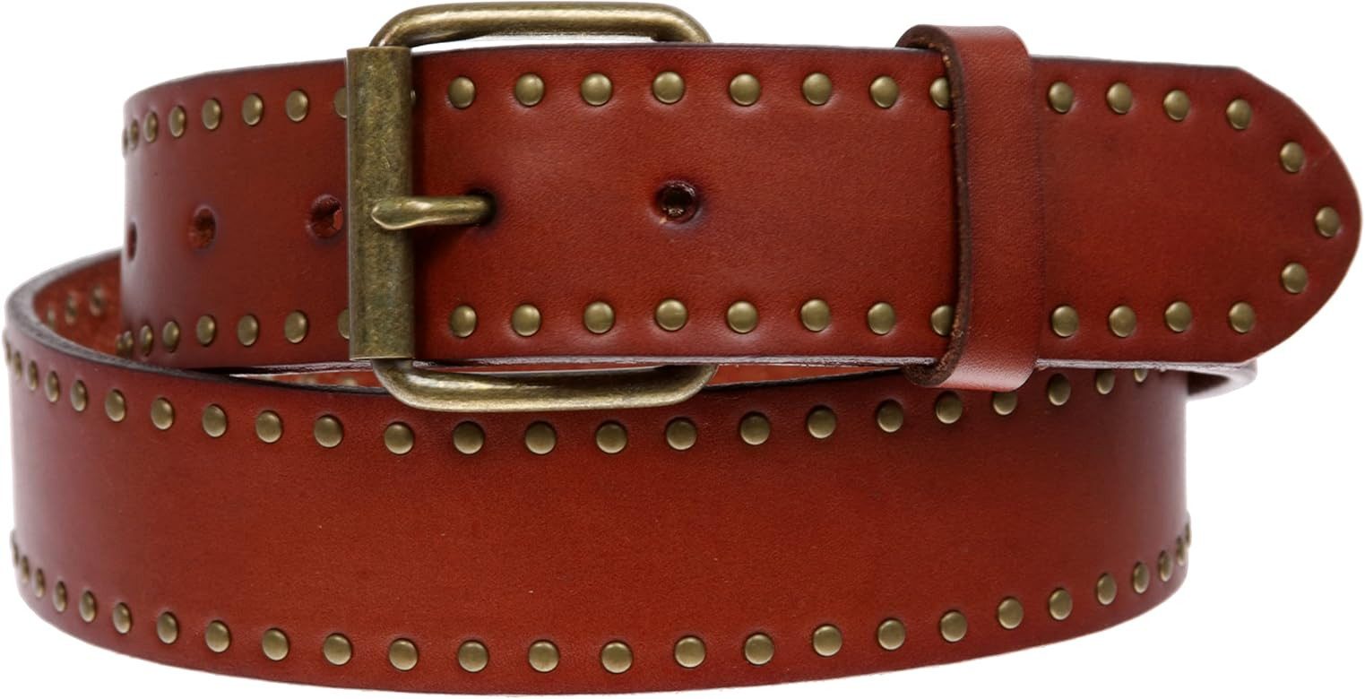 Genuine Vintage Retro Circle Studded Leather Belt - Interchangeable buckle | Amazon (US)