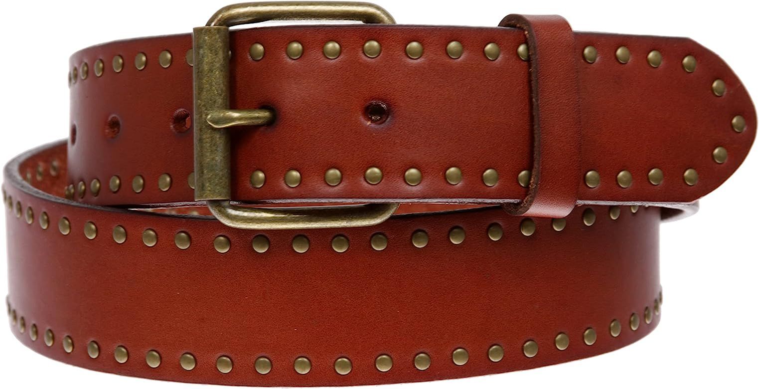 Genuine Vintage Retro Circle Studded Leather Belt - Interchangeable buckle | Amazon (US)