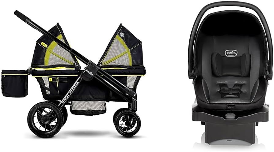 Evenflo Pivot Xplore All-Terrain Stroller Wagon (Wayfarer Black) & LiteMax 35 Infant Car Seat, Li... | Amazon (US)