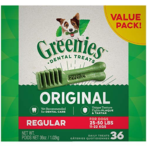 Greenies Original Regular Natural Dental Dog Treats (25-50lb. Dogs) | Amazon (US)