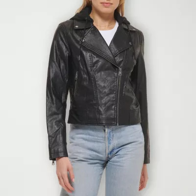Levi's® Womens Faux Leather Hooded Motorcycle Jacket | JCPenney
