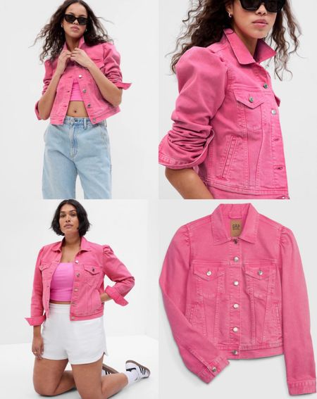 Barbie pink puffed shoulder denim jacket!!! 🩷🩷🩷

Reviews say it fits TTS!

#LTKover40 #LTKSeasonal #LTKstyletip