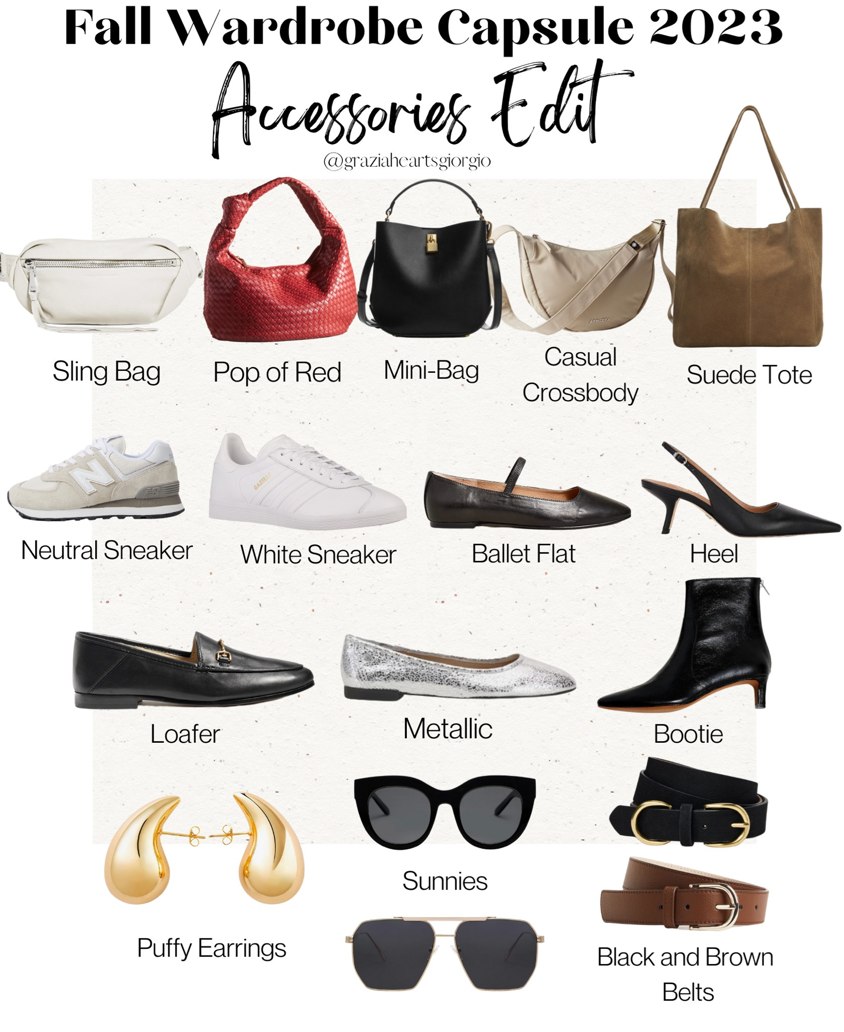 FALL CAPSULE WARDROBE - ACCESSORIES EDIT 2023
.
#fallcapsule #capsulewardrobe #capsule 

#LTKitbag #LTKSeasonal #LTKshoecrush