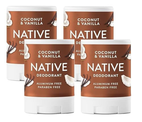 Native Deodorant, Aluminum Free, Coconut & Vanilla, for Women and Men, Travel Size 0.5oz (Pack of 4) | Amazon (US)