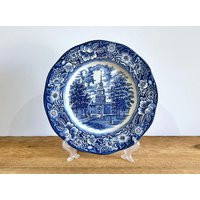 Liberty Blue Staffordshire Dinner Plate Colonial Historic Scene, Floral Rim | Etsy (US)