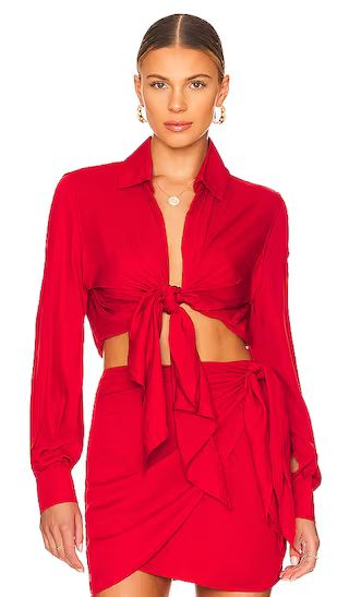 Tilda Tie Front Shirt in Cherie | Revolve Clothing (Global)
