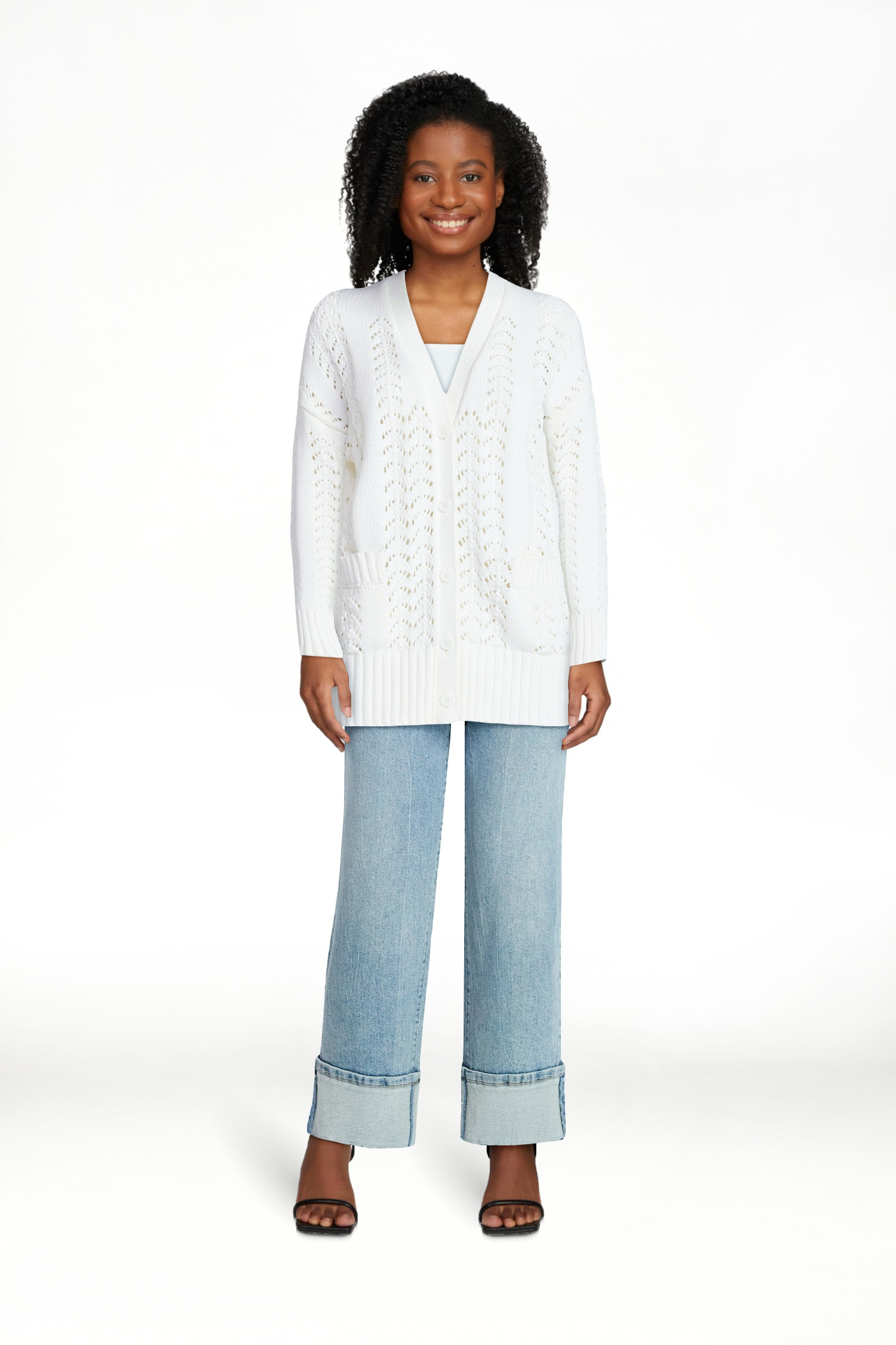 Scoop Women’s V Neck Sweater Cardigan, Midweight, Sizes XS-4X | Walmart (US)