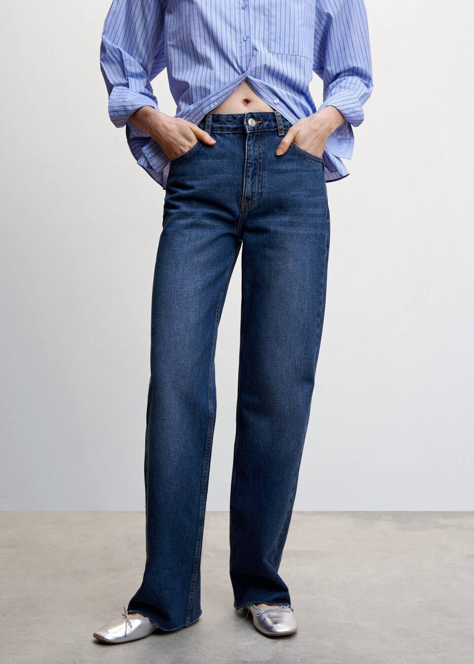 Wideleg mid-rise jeans -  Women | Mango USA | MANGO (US)
