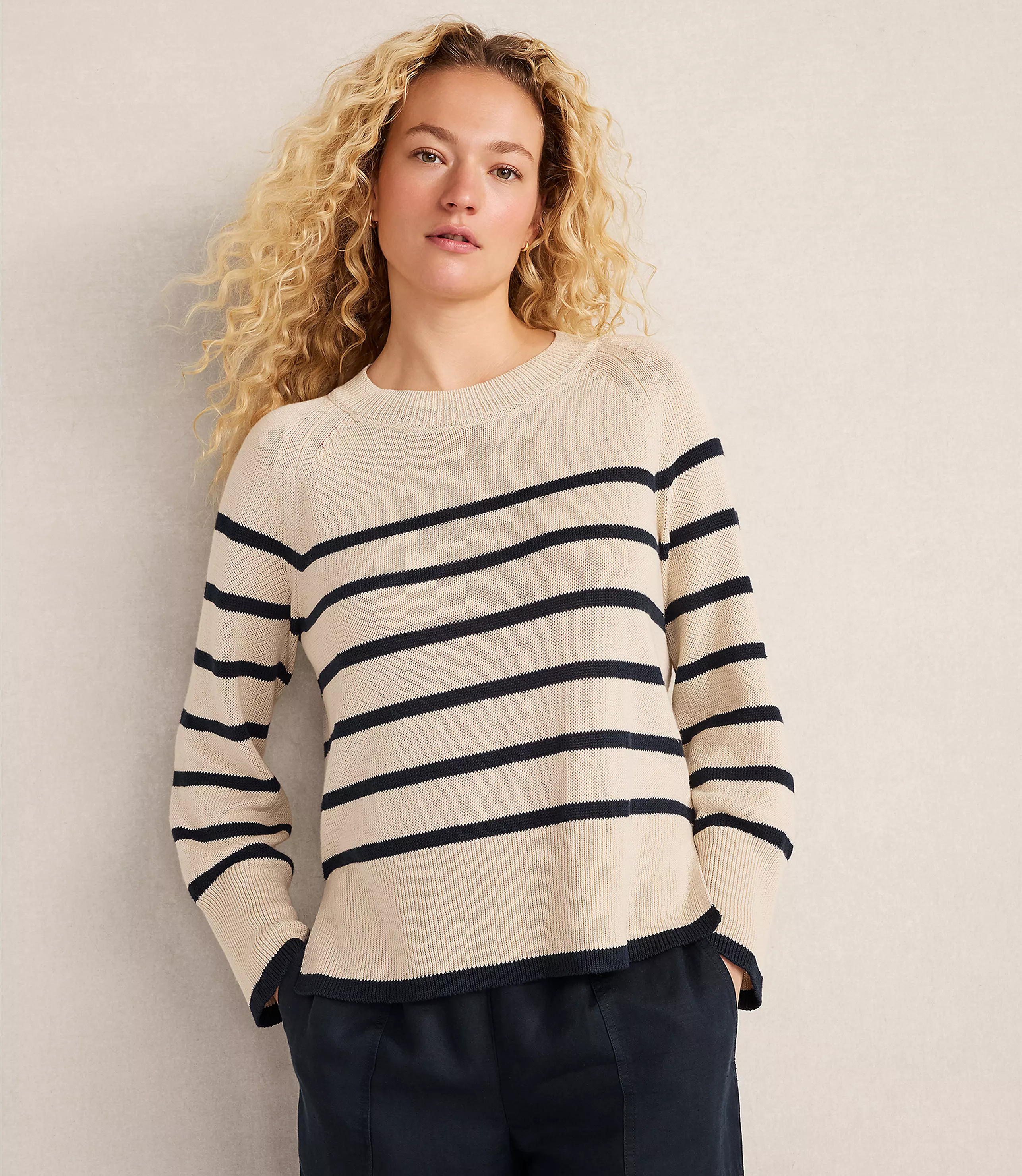 Haven Well Within Organic Cotton Linen Stripe Crewneck | LOFT