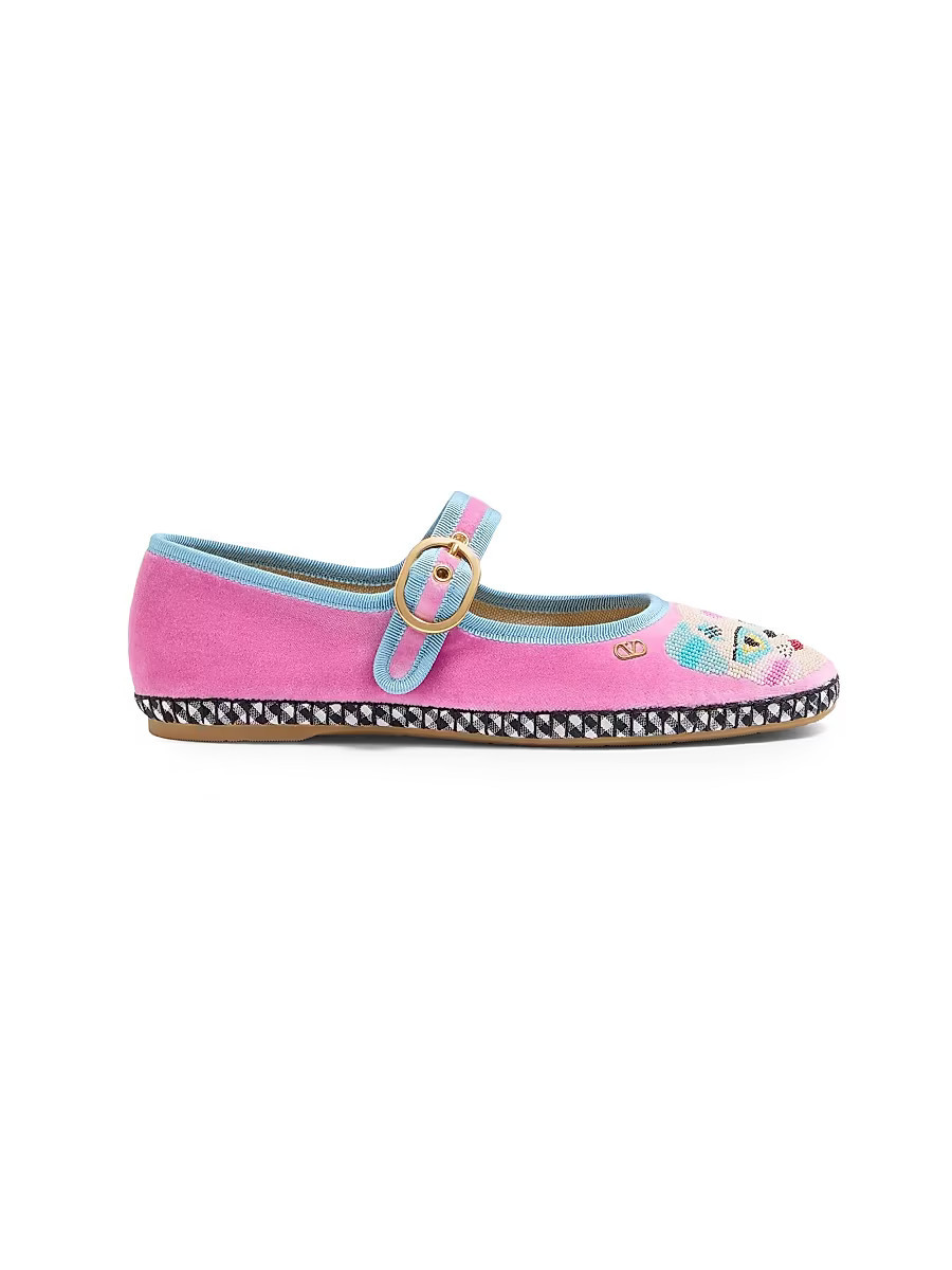 Women's Mary-Jane Endouce Velvet Ballerinas - Pink Baltic Blue - Size 8.5 | Saks Fifth Avenue