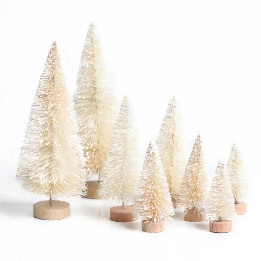 EleaEleanor 8PCS Artificial Mini Christmas Pine Trees, Upgrade Sisal Trees with Wood Base Bottle ... | Walmart (US)