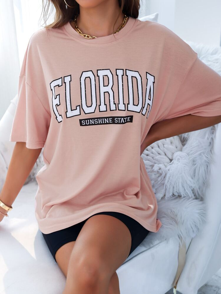 Letter Graphic Drop Shoulder Oversized Tee | SHEIN