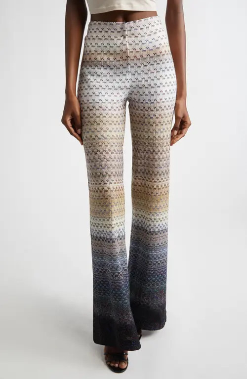 Missoni Wavy Stripe Raschel Knit Palazzo Pants in Blue And Brown Tones at Nordstrom, Size 4 Us | Nordstrom