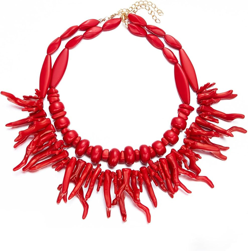 2024 Trend New Red Coral Choker Necklaces for Women Boho Statement Jewelry Vintage Neck Accessori... | Amazon (US)