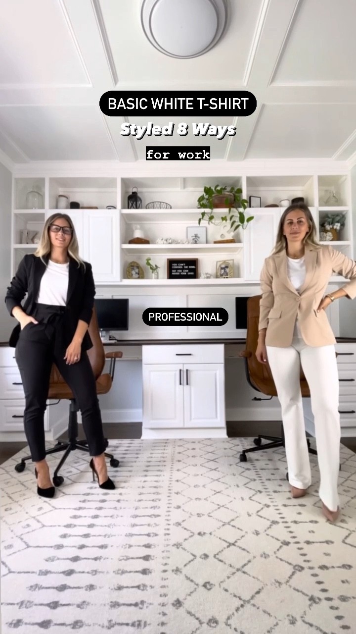8 ways to style the basic white t-shirt for fall work outfits.

Wearing a medium in the t-shirts and a small in just about everything else. Send me a message on IG @carolina.casual with any questions. 

Fall outfits - workwear - workwear outfits - office outfits for fall - blazer outfits - professional outfits 

#LTKunder50 #LTKworkwear #LTKSeasonal