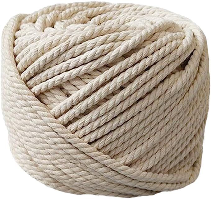 PYJTRL 100% Natural Cotton Twisted Rope 1/12", 1/8", 1/6",1/5" (4mm(1/6Inch x 165Feet)) | Amazon (US)