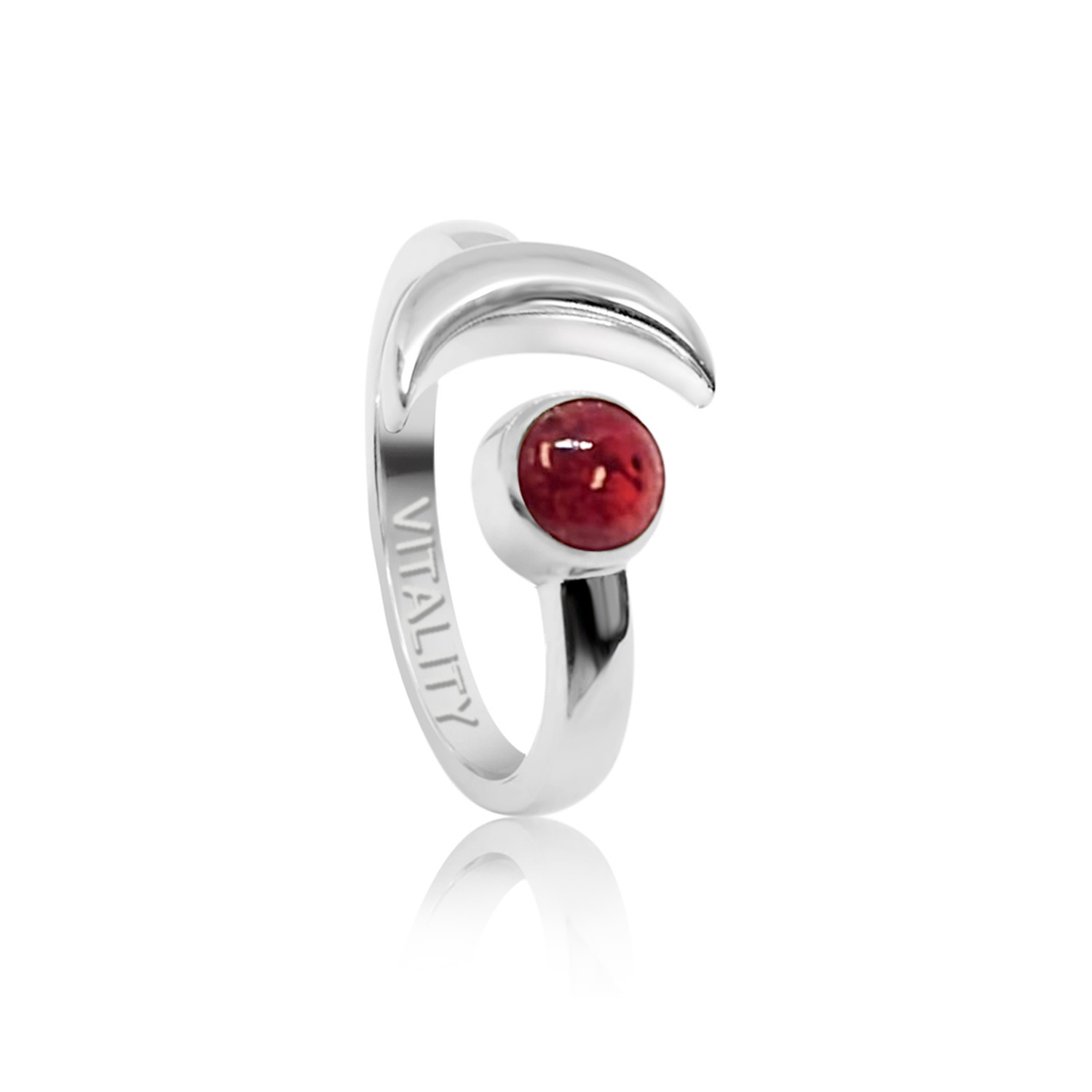 Adjustable July Vitality Birthstone Ring In Sterling Silver- Ruby | Wolf & Badger