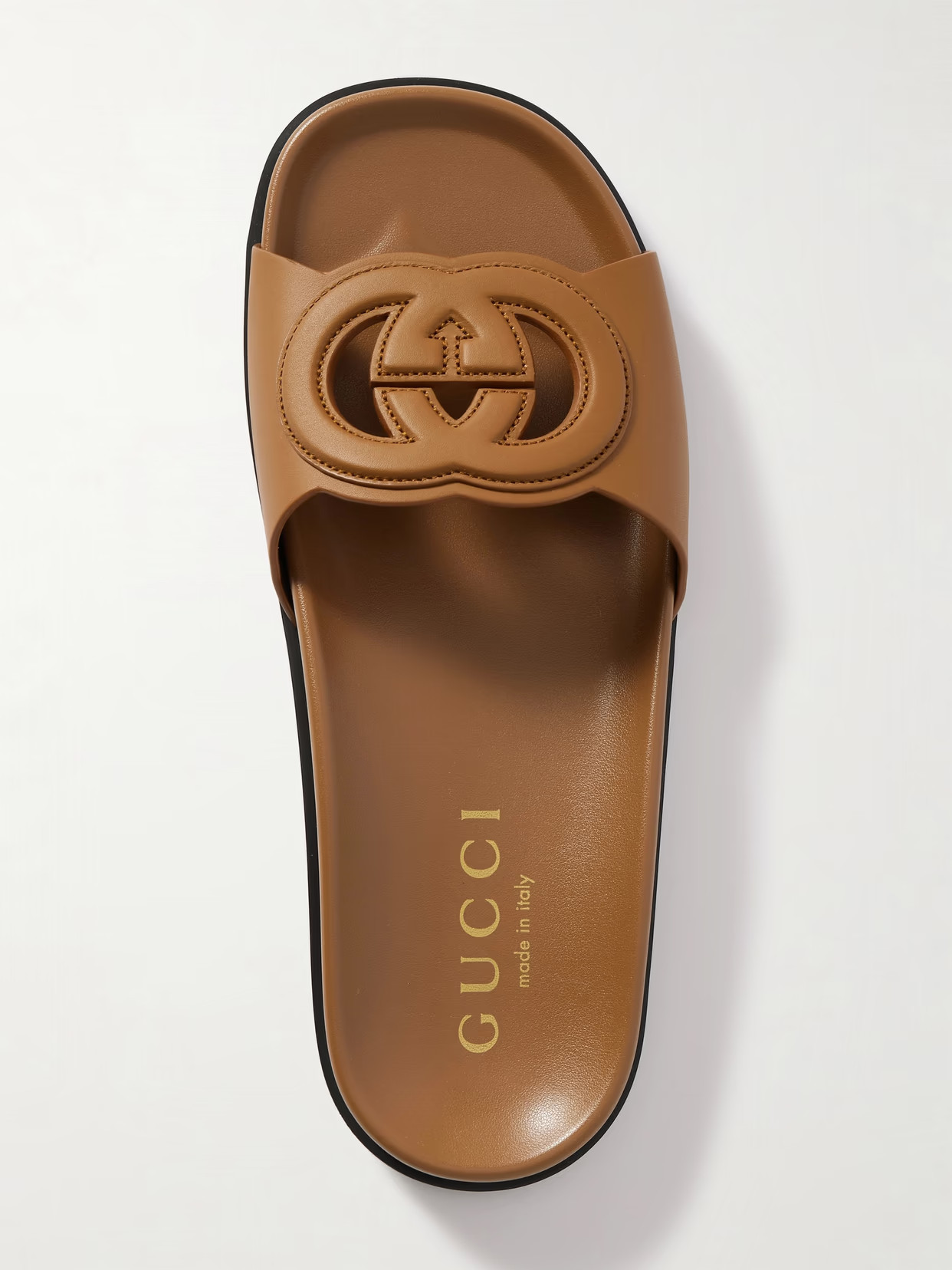 Gucci - Cutout Leather Slides - Brown | NET-A-PORTER (US)